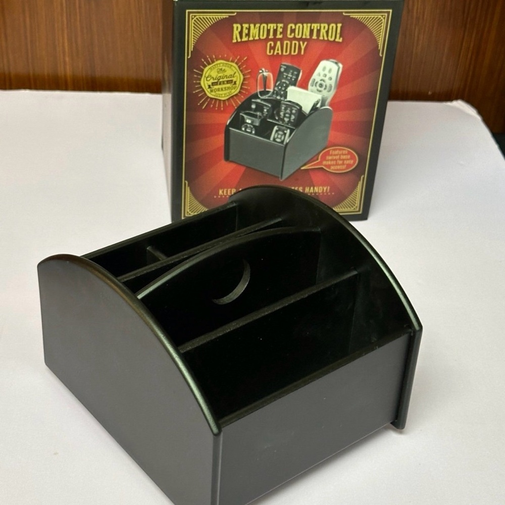 Black Remote Control organizer Caddy with Rotating Base